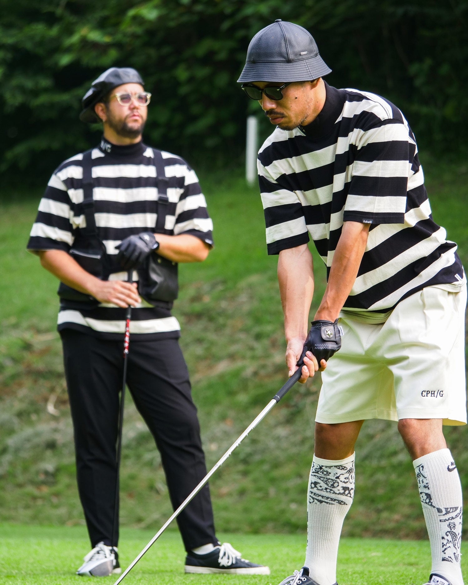 SCHOTT × CAPTAINS HELM GOLF #BORDER MOCK NECK TEE - BLACK x WHITE - – Captains  Helm Golf