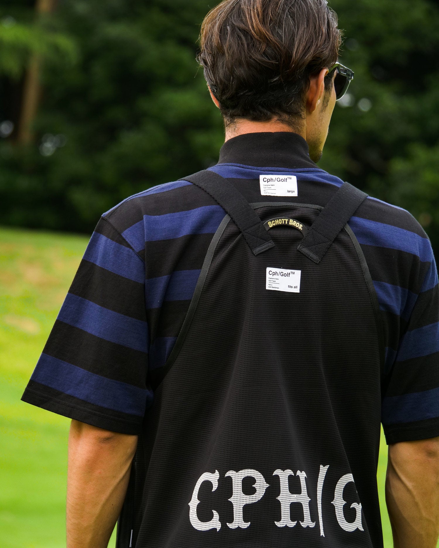 SCHOTT × CAPTAINS HELM GOLF #BORDER MOCK NECK TEE - BLACK x
