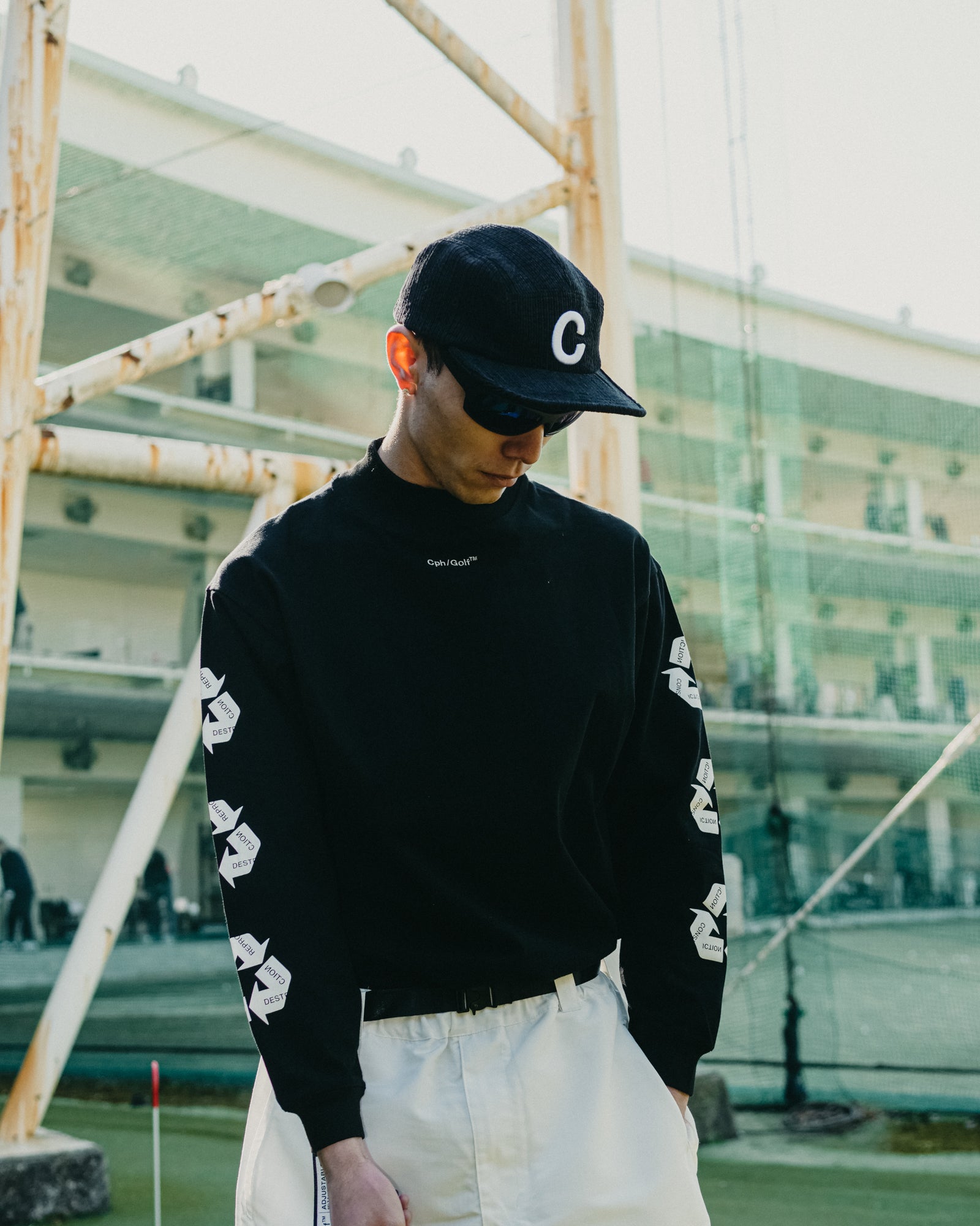 SWING-CYCLE LOGO MOCK NECK LS TEE - WHITE - – Cph/Golf™︎